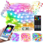 Đèn dây đồng trang trí Giáng Sinh USB có điều khiển từ xa & điều khiển qua ứng dụng Bluetooth, dài 5m 50 bóng LED, điều khiển từ xa & ứng dụng, dài 5m 50 bóng LED
