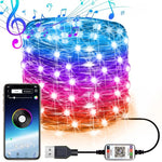 Đèn dây đồng RGB trang trí Giáng Sinh điều khiển qua ứng dụng Bluetooth, dài 10m 100 bóng LED, 10m 100 bóng LED