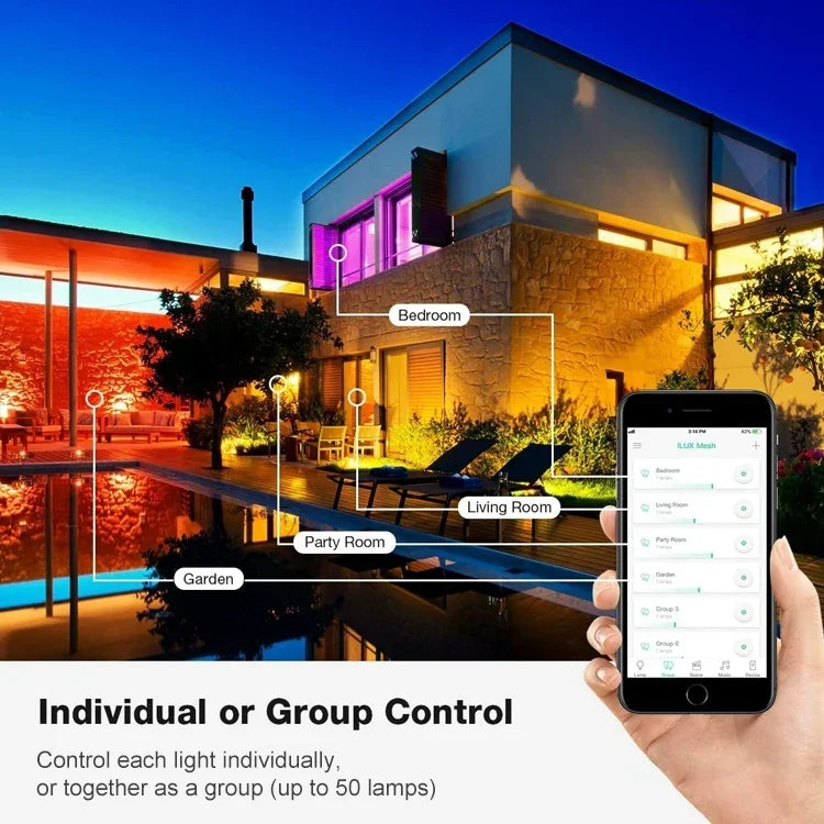 Đèn dây đồng RGB trang trí Giáng Sinh điều khiển qua ứng dụng Bluetooth, dài 10m 100 bóng LED, 10m 100 bóng LED