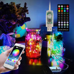 Đèn dây đồng trang trí Giáng Sinh USB có điều khiển từ xa & điều khiển qua ứng dụng Bluetooth, dài 20m 200 bóng LED, điều khiển từ xa & ứng dụng, dài 20m 200 bóng LED