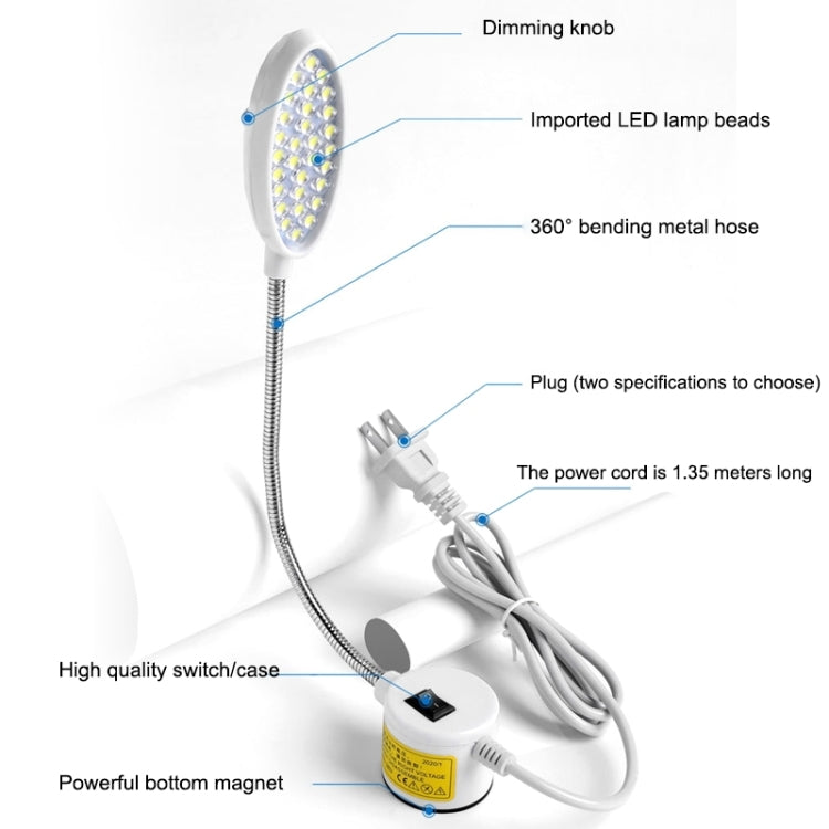 Đèn máy may LED có thể điều chỉnh độ sáng, nam châm, tiết kiệm năng lượng, 30 bóng đèn