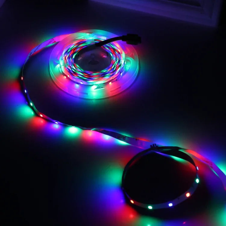 Đèn dây LED RGB 2835 SMD không vỏ, 60 bóng LED/m, dài 5m, 12V 2A 100-240V, có điều khiển từ xa 44 phím, LED RGB 2835 SMD, dài 5m, có điều khiển từ xa 44 phím