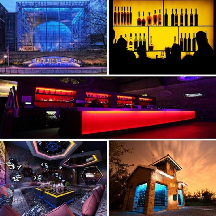 Đèn dây LED RGB 2835 SMD không vỏ điều khiển qua ứng dụng Bluetooth thông minh, 60 bóng LED/m, dài 5m, 12V 2A 100-240V, LED RGB 2835 SMD, dài 5m, có Bluetooth APP