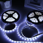 2 chiếc đèn dây LED 2835 SMD ánh sáng trắng/ánh sáng trắng ấm có thể điều chỉnh độ sáng, 60 bóng LED/m, dài 5m, 12V 2A 100-240V, LED 2835 SMD, 5m x 2