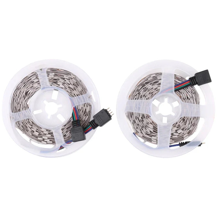 2 cái bảng mạch trần đèn LED dây 5050 SMD RGB, 30 LED/m, chiều dài: 5m, 12V 2A 100-240V, kèm bộ điều khiển vẽ 24 phím, đèn LED 5050 SMD RGB, 5m x 2