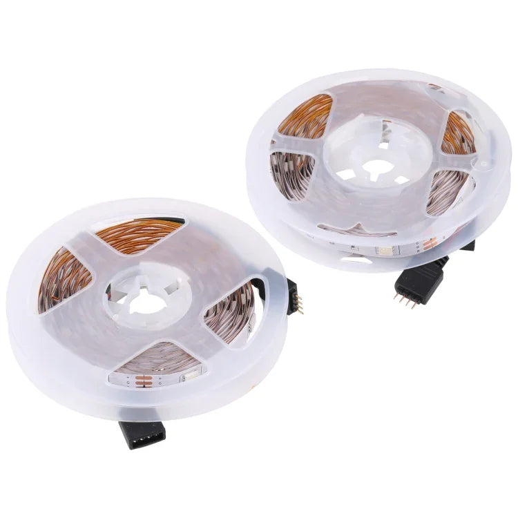 2 cái bảng mạch trần đèn LED dây 5050 SMD RGB, 30 LED/m, chiều dài: 5m, 12V 2A 100-240V, kèm bộ điều khiển vẽ 24 phím, đèn LED 5050 SMD RGB, 5m x 2