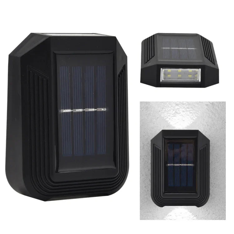 Đèn tường năng lượng mặt trời 6 LED trang trí ngoài trời sân vườn chiếu sáng lên xuống