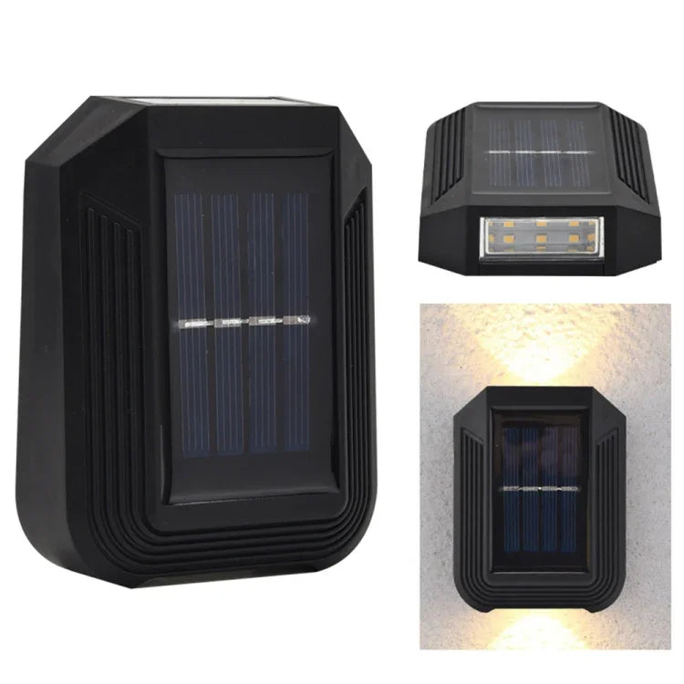 Đèn tường năng lượng mặt trời 6 LED trang trí ngoài trời sân vườn chiếu sáng lên xuống