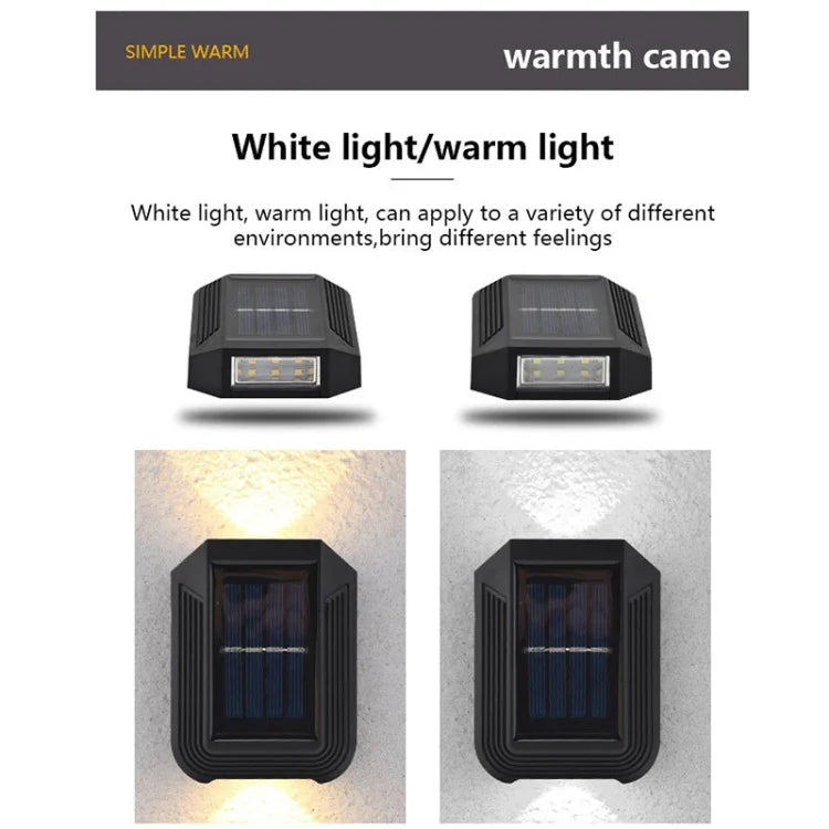 Đèn tường năng lượng mặt trời 6 LED trang trí ngoài trời sân vườn chiếu sáng lên xuống