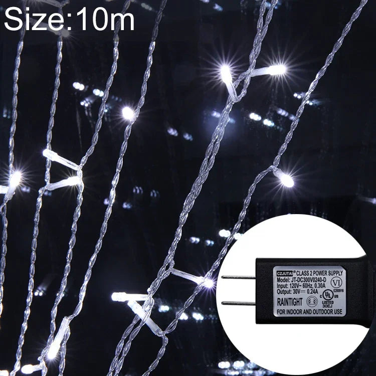 Dây đèn trang trí 100 đèn LED Fairy có khớp nối cuối và 8 chế độ, phích cắm Mỹ, 10m ánh sáng trắng