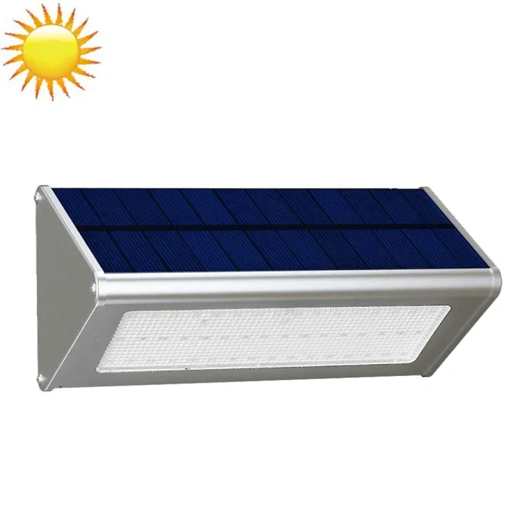 Đèn tường tam giác tiết kiệm năng lượng 800 LM 48 đèn LED SMD 2835 cảm biến với tấm pin năng lượng mặt trời và công tắc ẩn cho sân vườn / sân trong / cắm trại ngoài trời (Bạc)