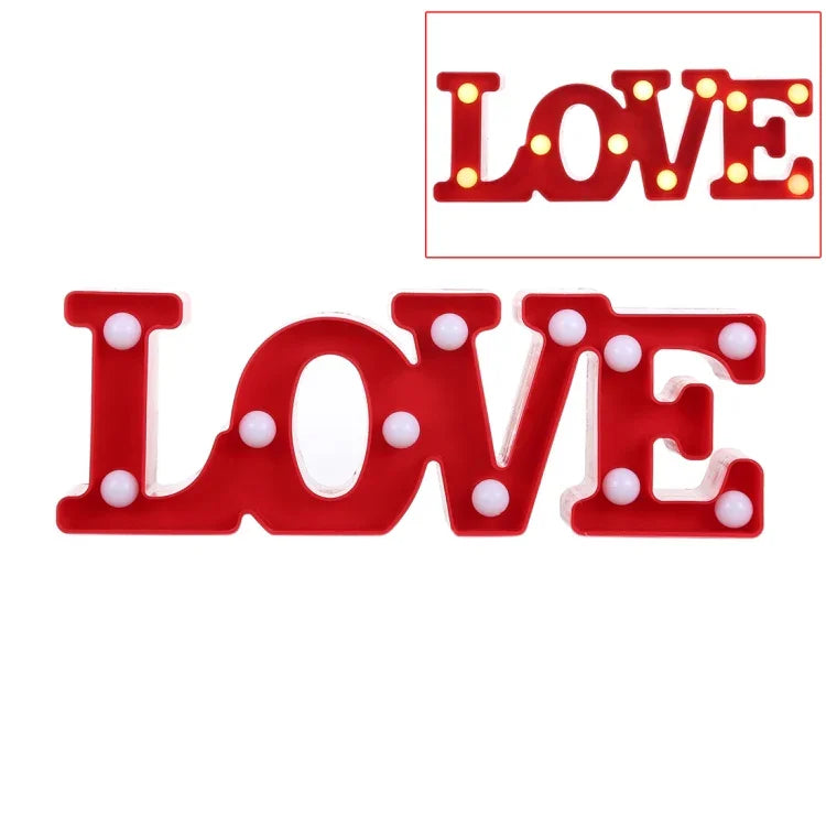 Đèn bàn tiệc lễ hội dùng 2 pin AA, đèn cưới đèn ngủ, chữ LOVE (đỏ), chữ LOVE (trắng)