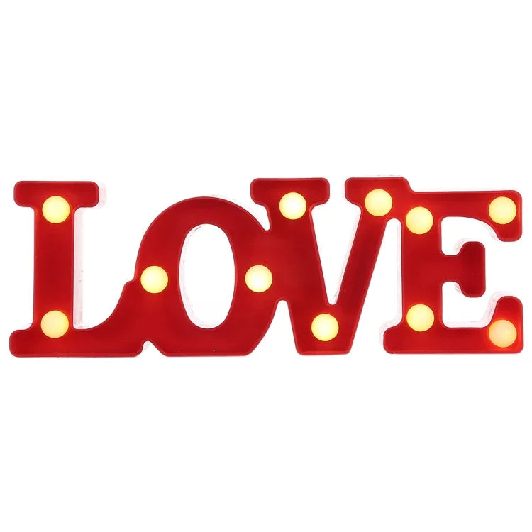 Đèn bàn tiệc lễ hội dùng 2 pin AA, đèn cưới đèn ngủ, chữ LOVE (đỏ), chữ LOVE (trắng)