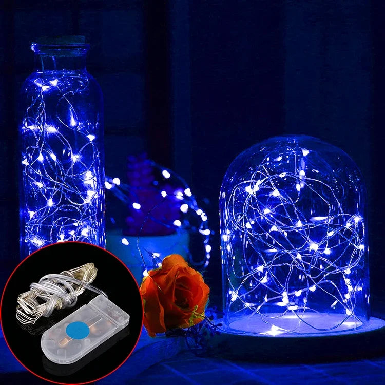 20 đèn LED SMD 0603 chống nước IP65 dùng pin nút CR2032, đèn xanh dương 2m, đèn xanh lá 2m, đèn đỏ 2m