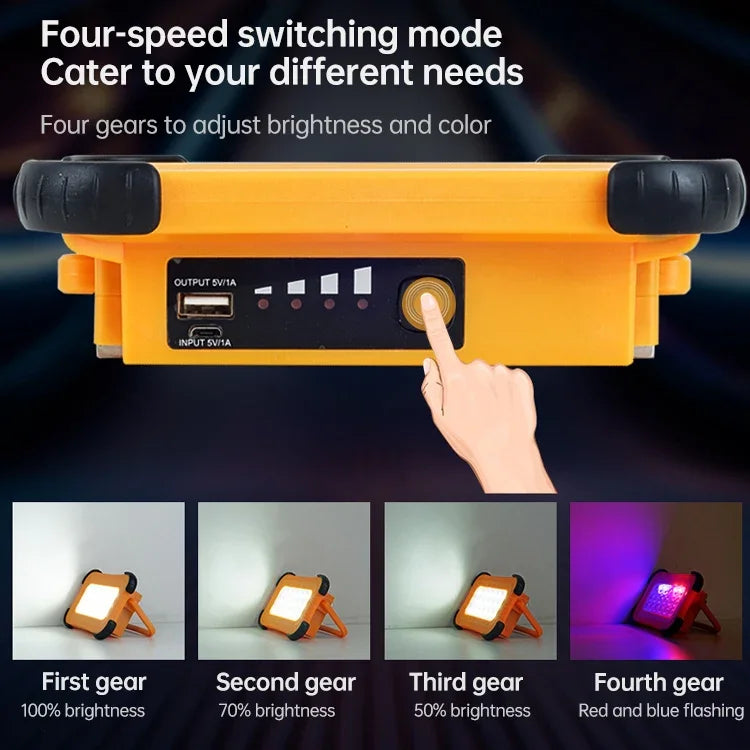 Đèn cắm trại di động năng lượng mặt trời 50W 32 đèn LED chiếu sáng từ tính đèn khẩn cấp với bốn mức độ sáng & sạc dự phòng & chỉ báo pin
