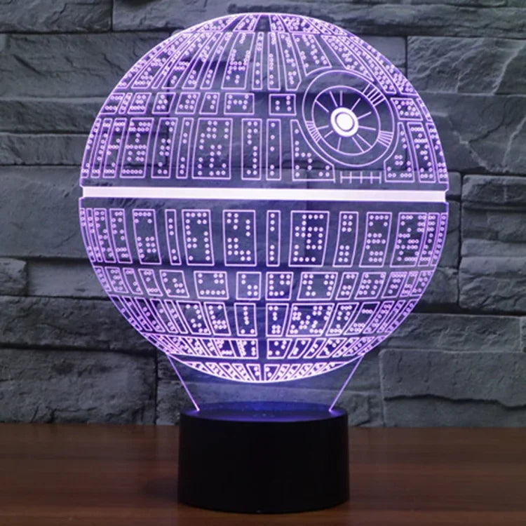Đèn bàn sáng tạo 7 màu thay đổi màu sắc hiệu ứng hình ảnh nổi, đèn ngủ phong cách Death Star