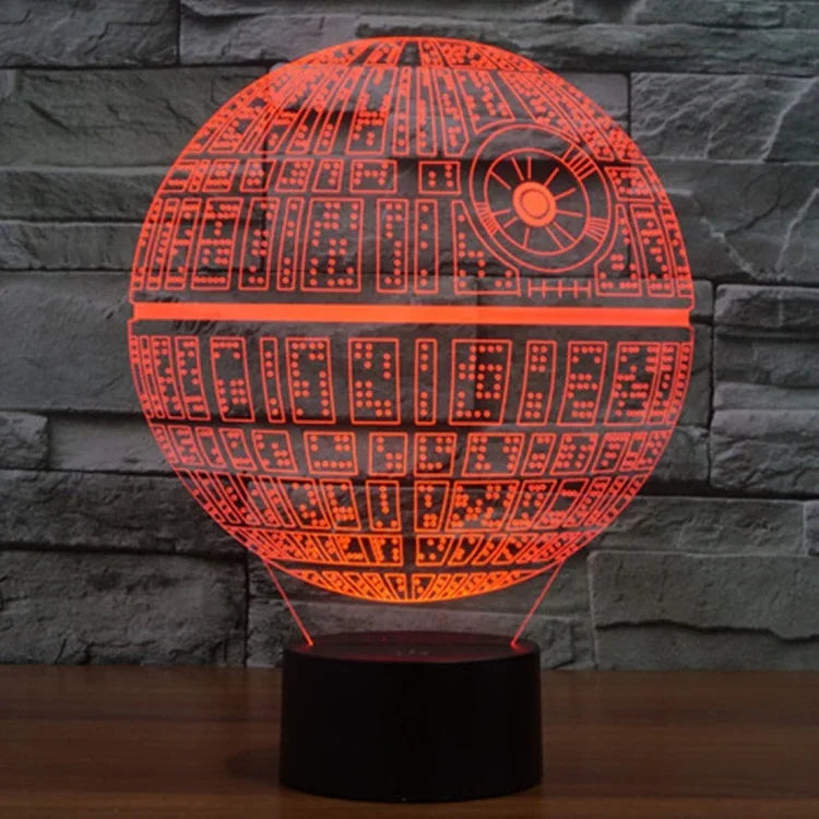 Đèn bàn sáng tạo 7 màu thay đổi màu sắc hiệu ứng hình ảnh nổi, đèn ngủ phong cách Death Star