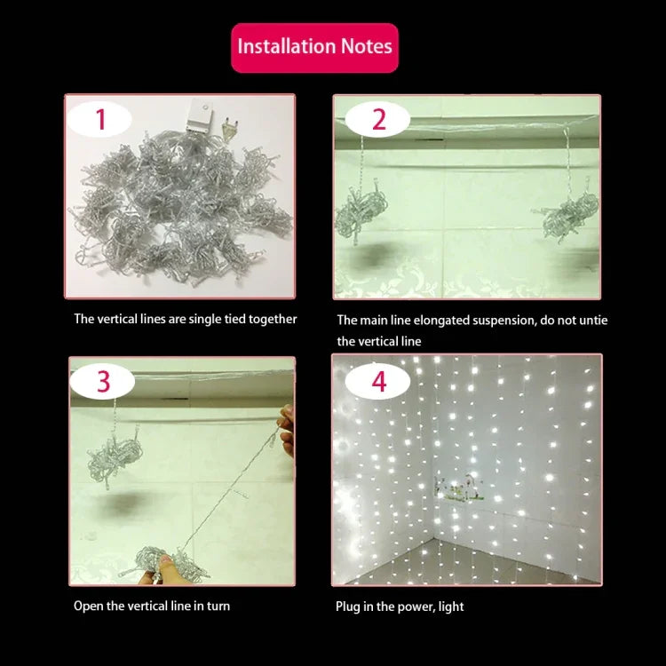 Dây đèn rèm 300 bóng LED có khớp nối cuối & bộ điều khiển đa chức năng & bộ nhớ chống nước, phích cắm EU, AC 220V, đèn xanh dương phích cắm EU, đèn nhiều màu phích cắm EU, đèn trắng phích cắm EU, đèn trắng ấm phích cắm EU