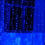 Dây đèn rèm 300 bóng LED có khớp nối cuối & bộ điều khiển đa chức năng & bộ nhớ chống nước, phích cắm EU, AC 220V, đèn xanh dương phích cắm EU, đèn nhiều màu phích cắm EU, đèn trắng phích cắm EU, đèn trắng ấm phích cắm EU