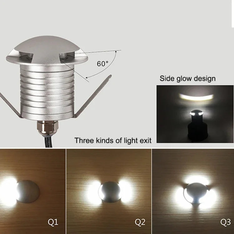 Đèn chôn LED phân cực 3W IP67 chống nước đèn vỏ rùa ngoài trời sân vườn đèn cỏ, ánh sáng trắng ấm 3000K Q1 ánh sáng một chiều, ánh sáng trắng ấm 3000K Q1