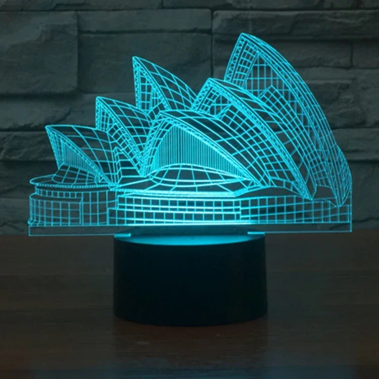 Đèn bàn stereo trực quan sáng tạo đổi màu 7 màu, đèn ngủ kiểu Nhà hát Opera Sydney