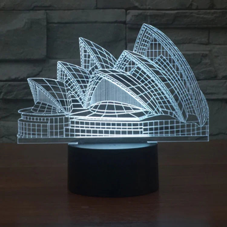 Đèn bàn stereo trực quan sáng tạo đổi màu 7 màu, đèn ngủ kiểu Nhà hát Opera Sydney
