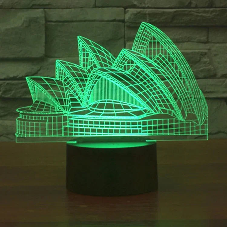 Đèn bàn stereo trực quan sáng tạo đổi màu 7 màu, đèn ngủ kiểu Nhà hát Opera Sydney