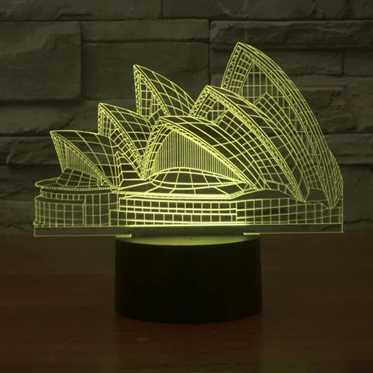Đèn bàn stereo trực quan sáng tạo đổi màu 7 màu, đèn ngủ kiểu Nhà hát Opera Sydney