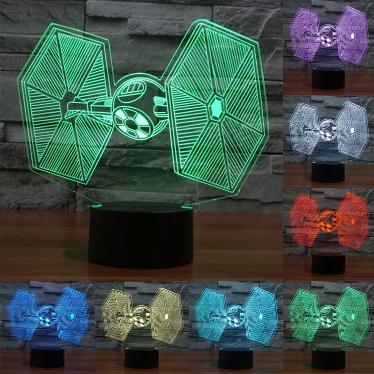 Đèn bàn stereo trực quan sáng tạo đổi màu 7 màu, đèn ngủ kiểu TIE Fighter