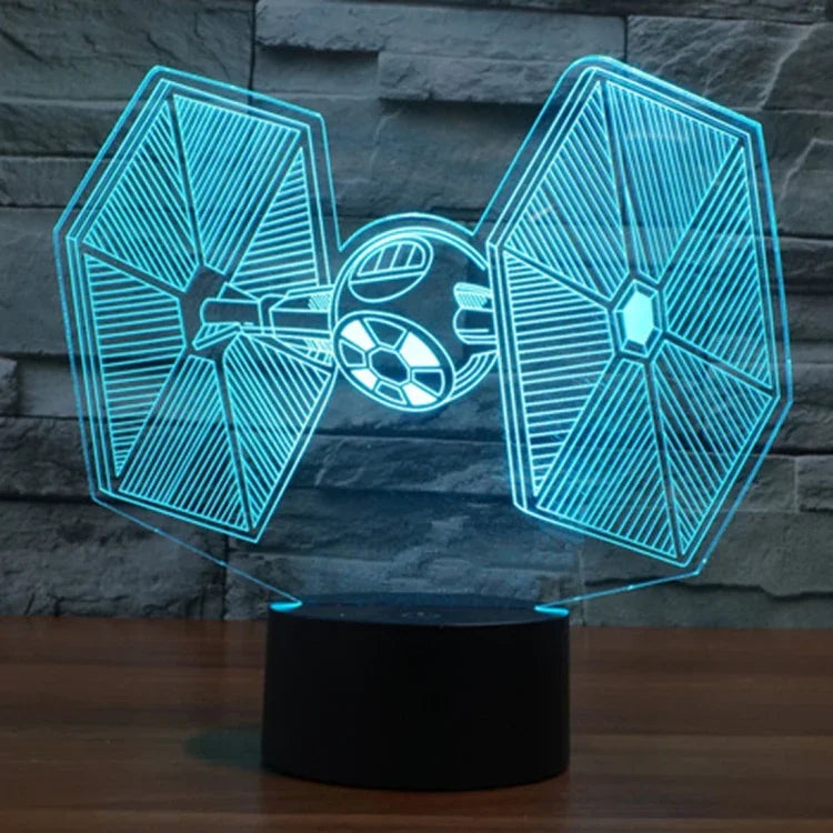 Đèn bàn stereo trực quan sáng tạo đổi màu 7 màu, đèn ngủ kiểu TIE Fighter