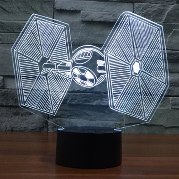 Đèn bàn stereo trực quan sáng tạo đổi màu 7 màu, đèn ngủ kiểu TIE Fighter