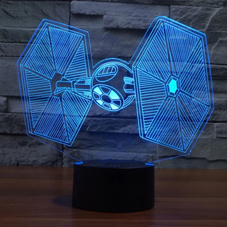 Đèn bàn stereo trực quan sáng tạo đổi màu 7 màu, đèn ngủ kiểu TIE Fighter