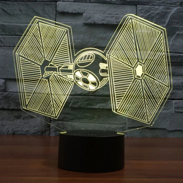 Đèn bàn stereo trực quan sáng tạo đổi màu 7 màu, đèn ngủ kiểu TIE Fighter