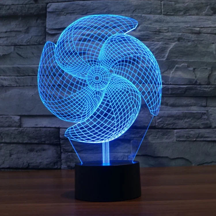 Đèn bàn đèn stereo trực quan sáng tạo đổi màu 7 màu, kiểu cối xay gió lớn
