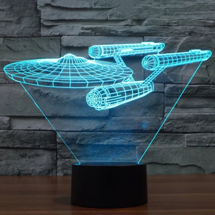 Đèn bàn đèn stereo trực quan sáng tạo đổi màu 7 màu, kiểu tàu chiến Star Trek