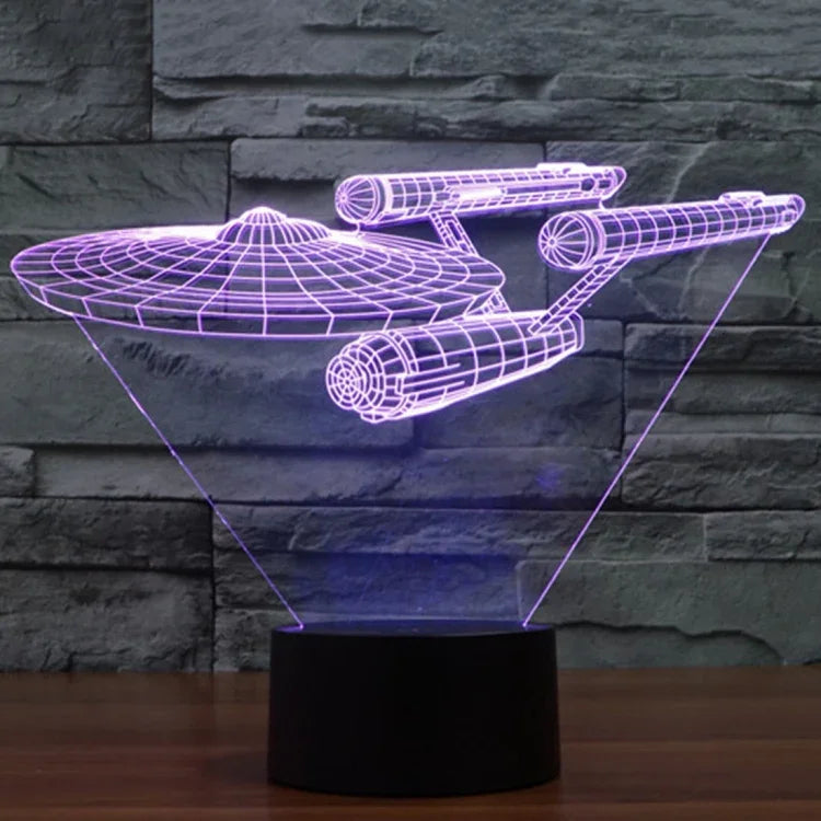 Đèn bàn đèn stereo trực quan sáng tạo đổi màu 7 màu, kiểu tàu chiến Star Trek
