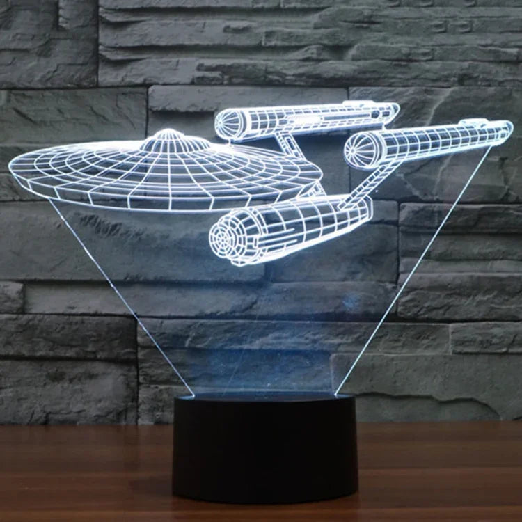 Đèn bàn đèn stereo trực quan sáng tạo đổi màu 7 màu, kiểu tàu chiến Star Trek