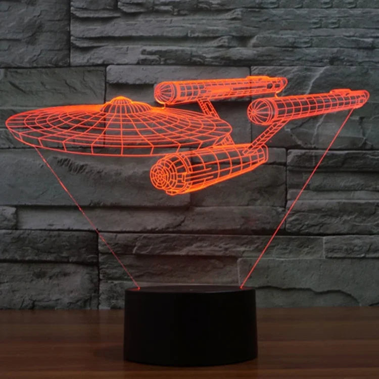 Đèn bàn đèn stereo trực quan sáng tạo đổi màu 7 màu, kiểu tàu chiến Star Trek