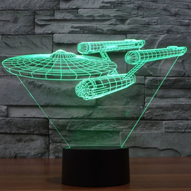 Đèn bàn đèn stereo trực quan sáng tạo đổi màu 7 màu, kiểu tàu chiến Star Trek