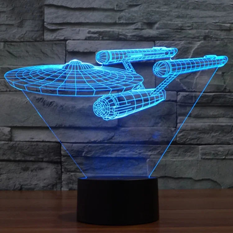 Đèn bàn đèn stereo trực quan sáng tạo đổi màu 7 màu, kiểu tàu chiến Star Trek