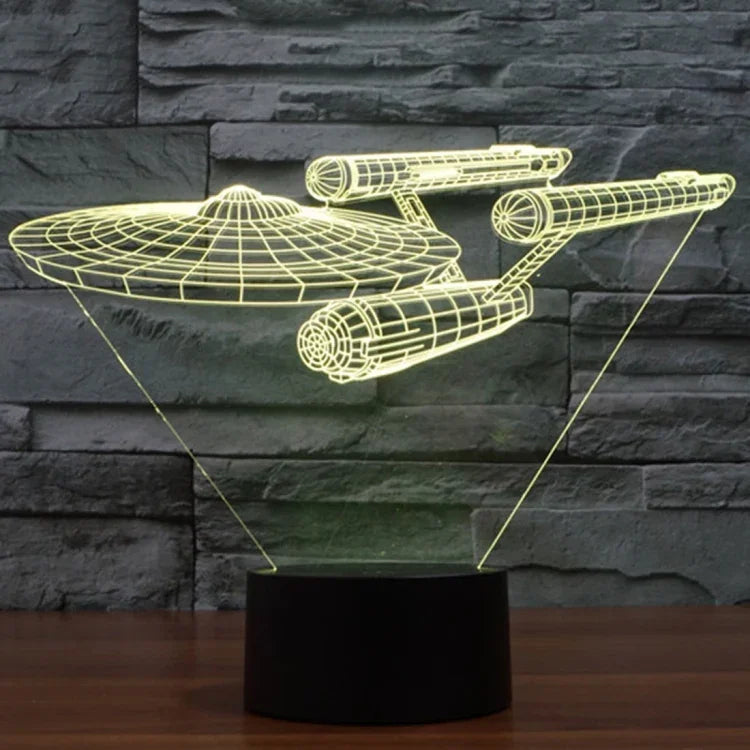 Đèn bàn đèn stereo trực quan sáng tạo đổi màu 7 màu, kiểu tàu chiến Star Trek