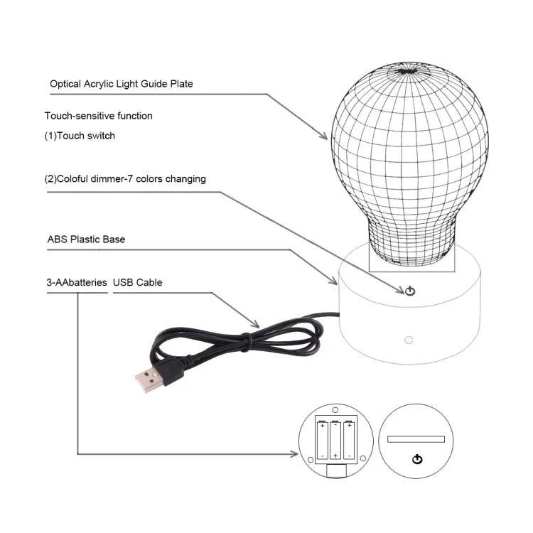 Đèn bàn stereo trực quan sáng tạo đổi màu 7 màu, hình con báo