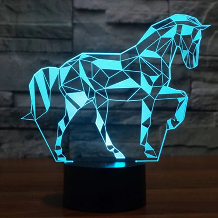 7 Color Discoloration Creative Visual Stereo Lamp Desk Lamp Night Light, Horse Shape