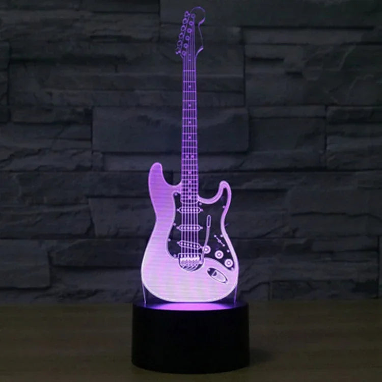 Đèn bàn sáng tạo 7 màu thay đổi màu sắc hiệu ứng hình ảnh nổi, Hình dạng đàn guitar điện