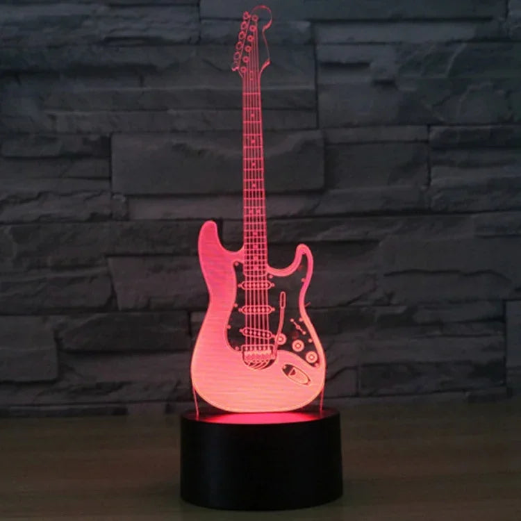 Đèn bàn sáng tạo 7 màu thay đổi màu sắc hiệu ứng hình ảnh nổi, Hình dạng đàn guitar điện
