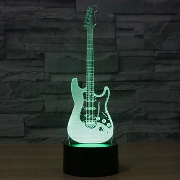 Đèn bàn sáng tạo 7 màu thay đổi màu sắc hiệu ứng hình ảnh nổi, Hình dạng đàn guitar điện