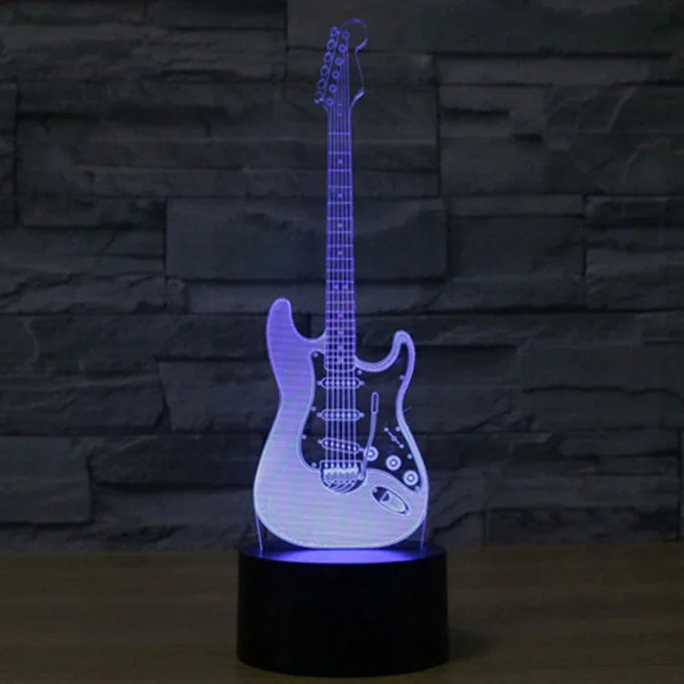 Đèn bàn sáng tạo 7 màu thay đổi màu sắc hiệu ứng hình ảnh nổi, Hình dạng đàn guitar điện