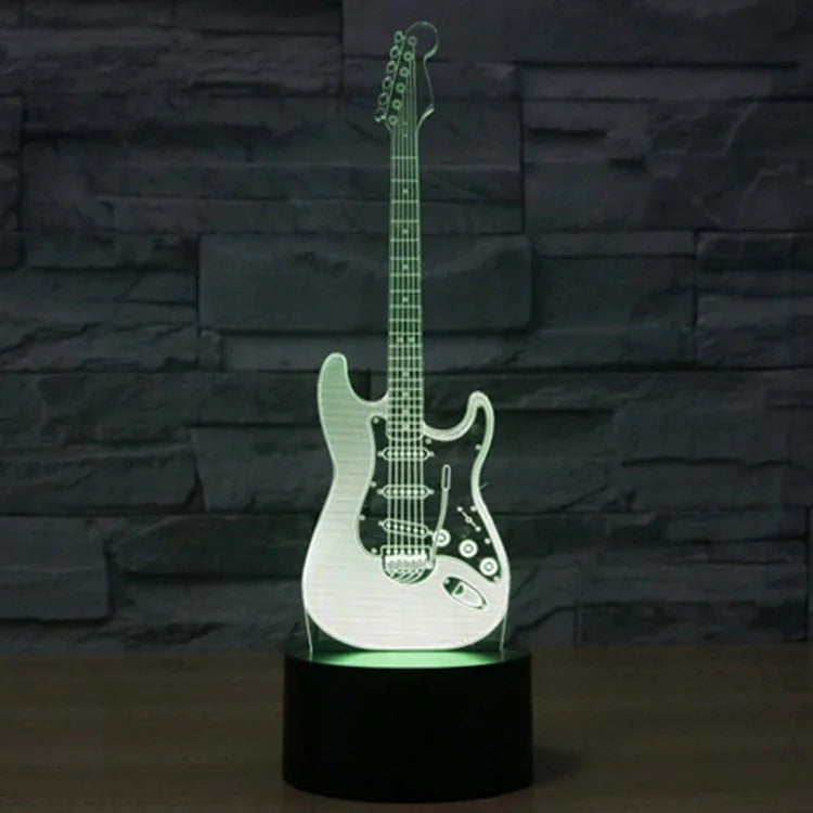 Đèn bàn sáng tạo 7 màu thay đổi màu sắc hiệu ứng hình ảnh nổi, Hình dạng đàn guitar điện