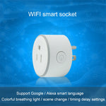 Ổ cắm thông minh hình tròn 10A WiFi 2.4GHz mini, điều khiển từ xa qua APP, hẹn giờ, tương thích Alexa & Google Home, đèn thở nhiều màu, AC 100-240V, phích cắm Mỹ