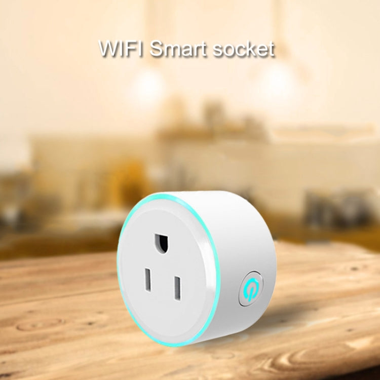 Ổ cắm thông minh hình tròn 10A WiFi 2.4GHz mini, điều khiển từ xa qua APP, hẹn giờ, tương thích Alexa & Google Home, đèn thở nhiều màu, AC 100-240V, phích cắm Mỹ